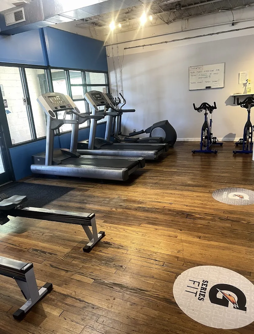 Cardio area with treadmills and bikes